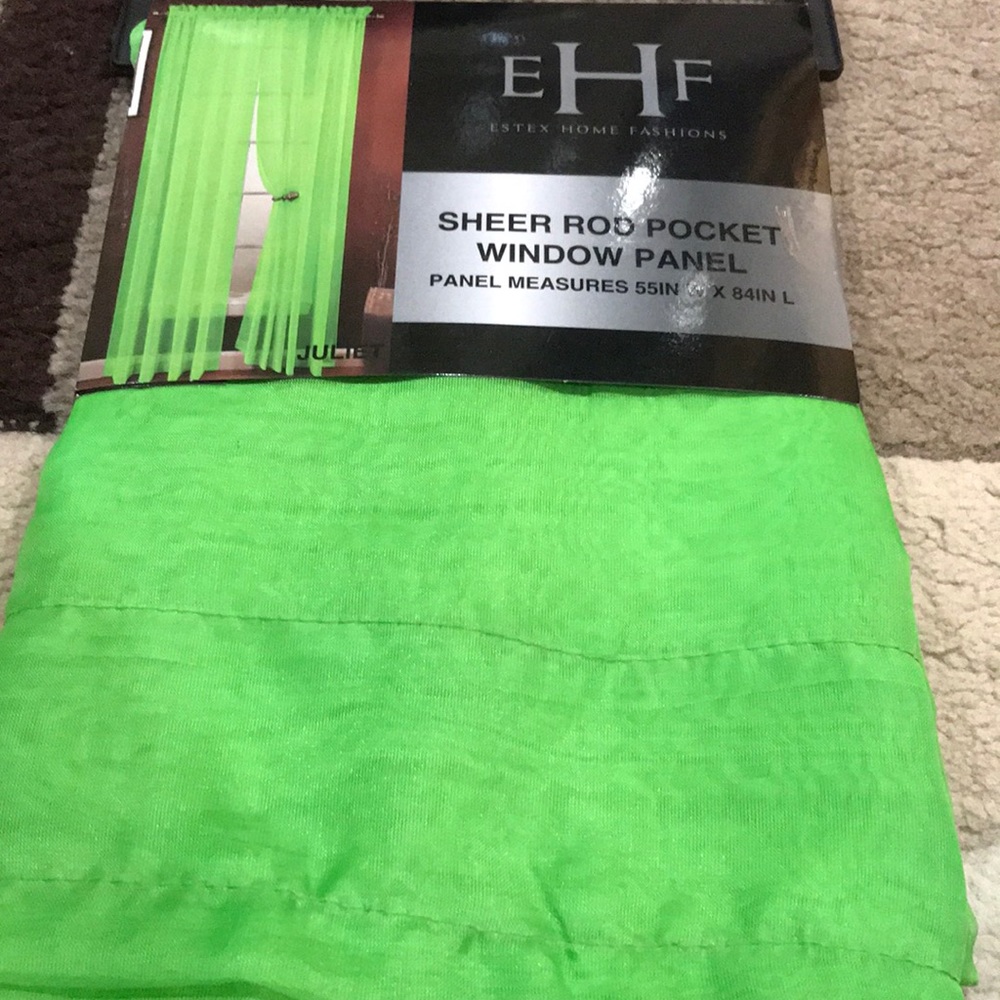 Bright Green Sheer Rod Pocket Window Panel